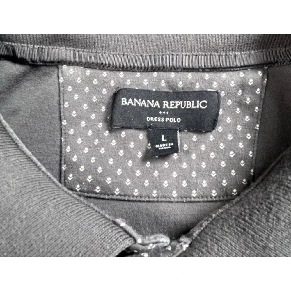 Banana Republic Dress Polo Shirt Men's Size Large Short Sleeve Casual Dark‎ Gray